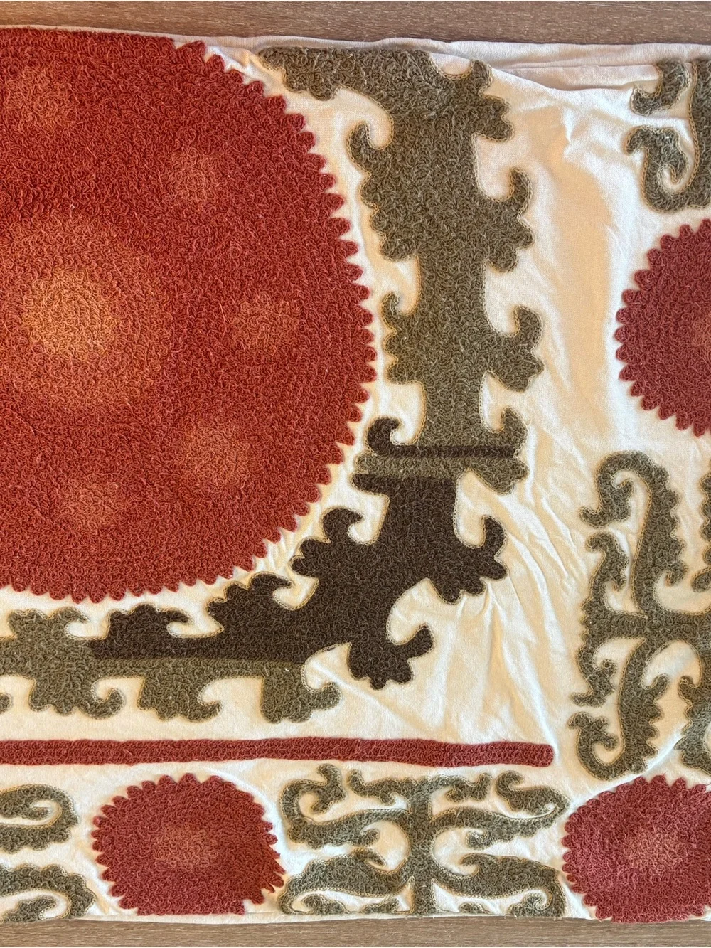 Pottery Barn set of 2-rust, green, cream Pillow Covers26x26 excellent condition
